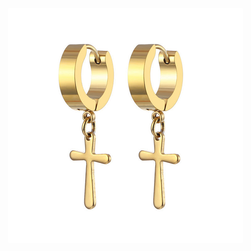 Fashion Cross Pendant Drop Earrings For Men