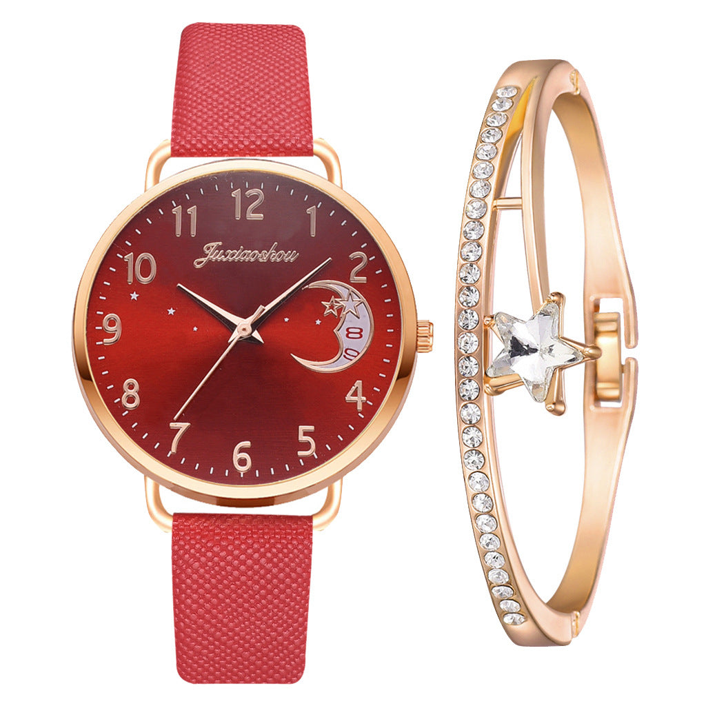 Lovely Moon Pattern Quartz Watch for Women