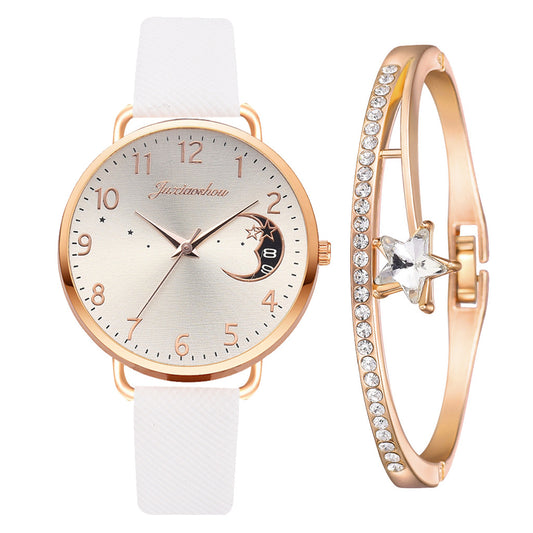 Lovely Moon Pattern Quartz Watch for Women