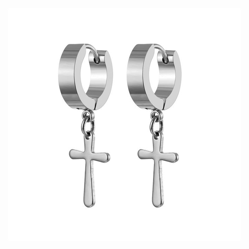 Fashion Cross Pendant Drop Earrings For Men