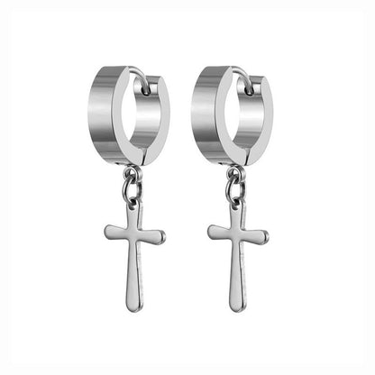 Fashion Cross Pendant Drop Earrings For Men