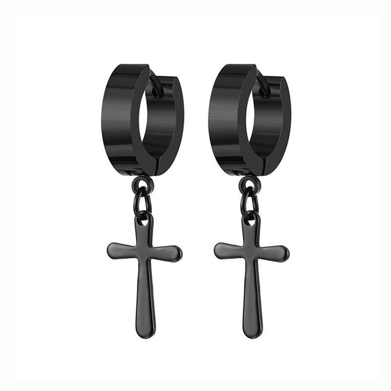 Fashion Cross Pendant Drop Earrings For Men